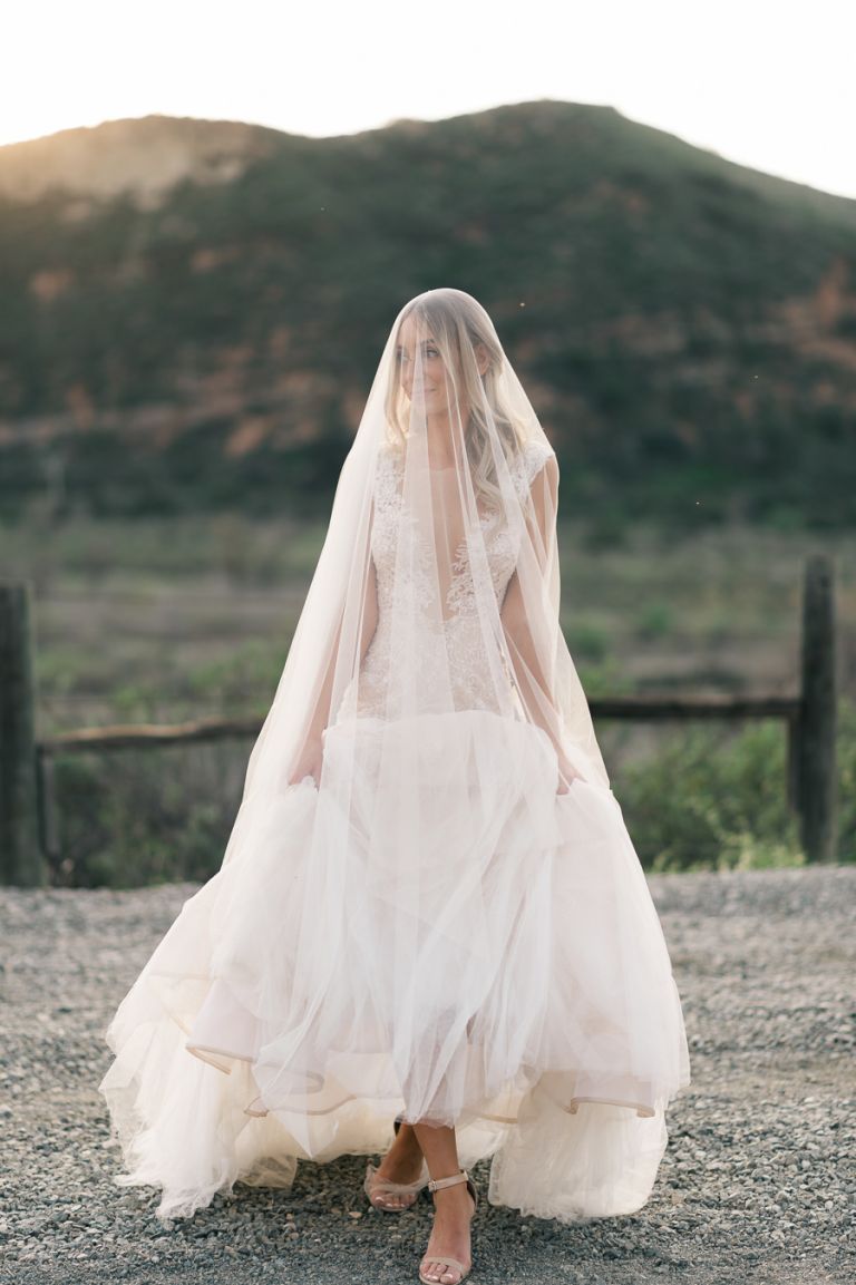 bride in a full length veil